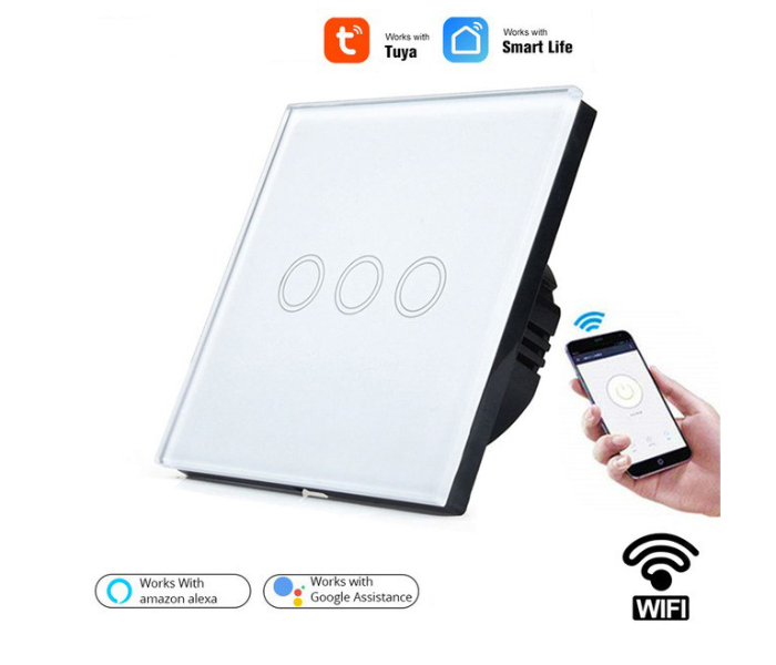 Wink 3 Gang Wifi Touch Wall Switch - White - Zoom Image