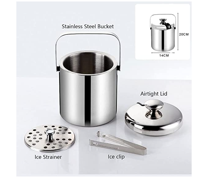 Double Walled 1.3 Litre Stainless Steel Ice Cube Container - Silver - Zoom Image 5