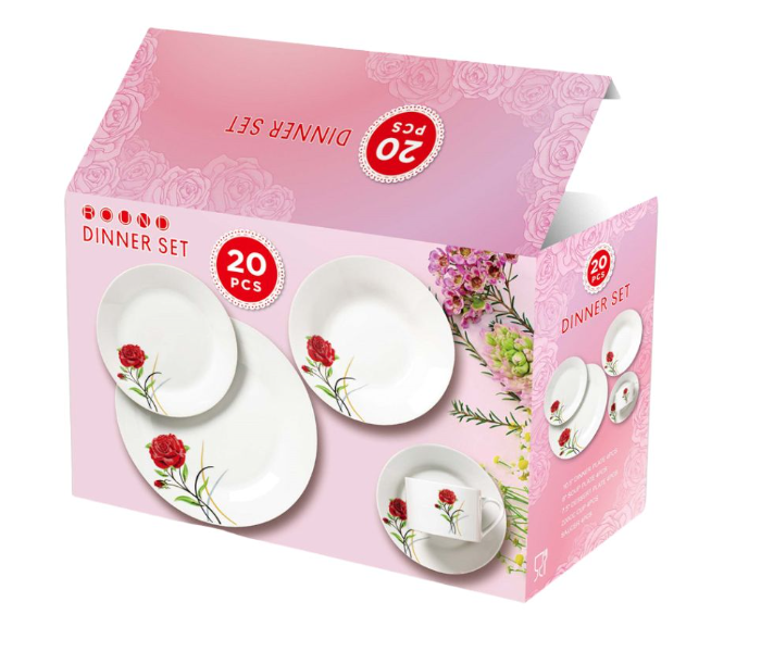 Dinex W230 20 Piece Family Dinner Set - Red and White - Zoom Image 1