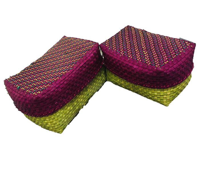 PA14 Set of 2 Rectangular Box with Lid - Green and Purple - Zoom Image