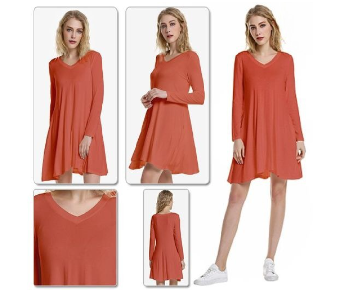 Quny RMC-10230 Full Sleeve XL Sized Long Top for Women - Orange - Zoom Image