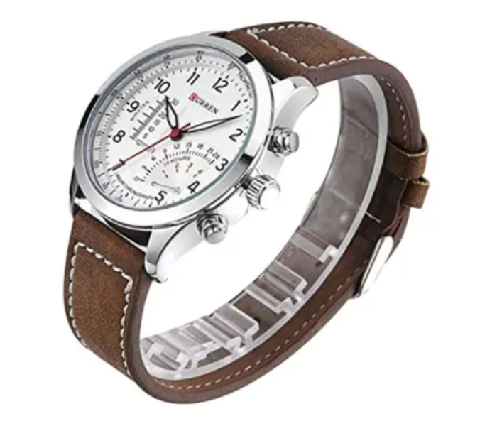 8152 Set of 2 Curren Leather Analog Watches for Men - Black and Brown - Zoom Image 3