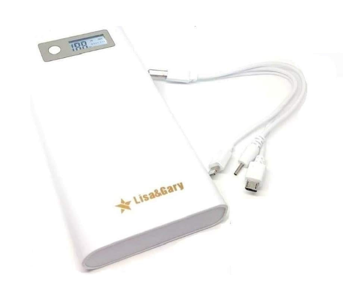 L and G 12000 Mah Fast Charging Power Bank with Flash Light - White - Zoom Image