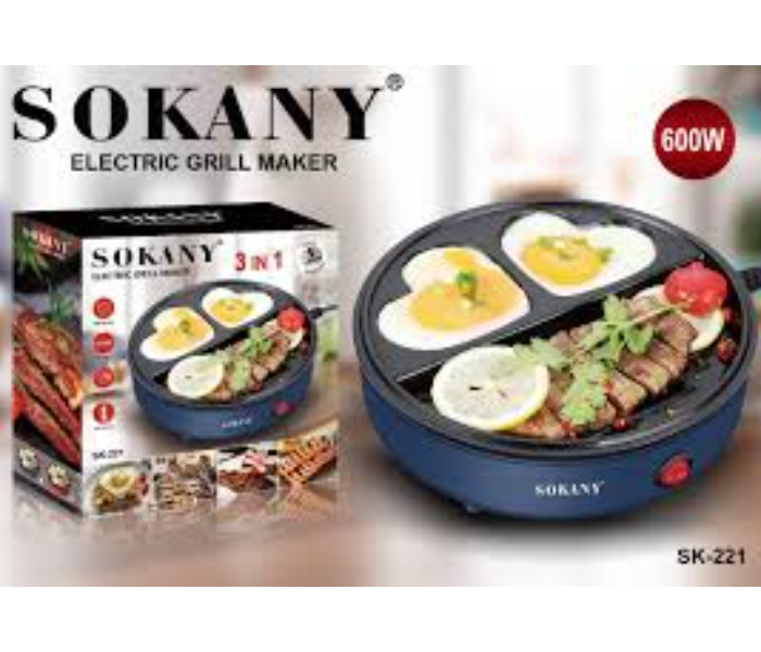 Sokany 600 Watts 3 in 1 Electric Grill Maker - Blue and Black - Zoom Image 2