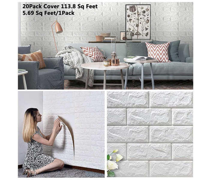 Art3d 30 Pcs Peel and Stick 3D Brick Wallpaper in Black, Faux Foam Brick  Wall Panels for Bedroom, Living Room(43.5Sq.Ft/Pack) A06hd005BK - The Home  Depot