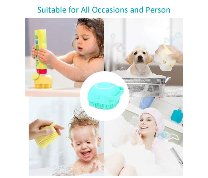 GTC 22000721 Silicone Massage Exfoliating Bath Shower Brush With Soap Dispenser - Blue - Zoom Image 3