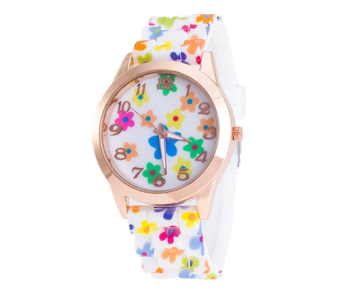 Set of 3 Floral Dial Silicone Band Analog Watches for Women - Zoom Image 1