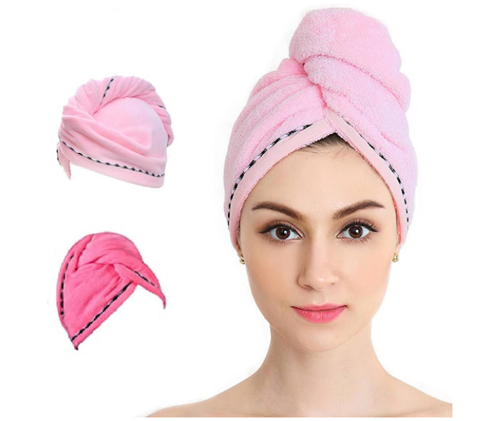 GTC 22000700 Microfiber Quick Drying Hair Towel Wrap With Button for Women - Rose - Zoom Image 1