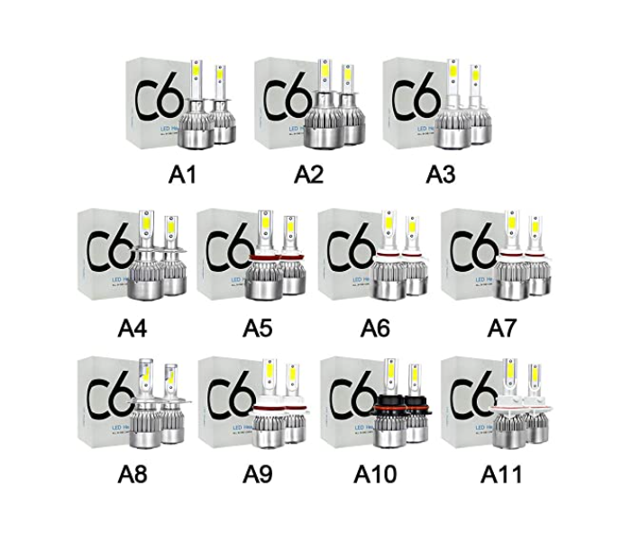 2 Pieces 6000K C6 H3 H7 H1 3800LM 9006 H13 H4 H11 Headlight LED COB Bulbs - Zoom Image 2