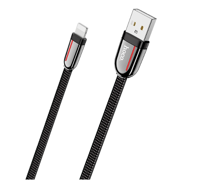 Hoco U74 Cloth Braided Charging Data Cable For Lightining - Black - Zoom Image 1