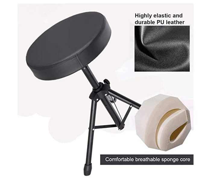 Folding Stool Stand Chair Seat With Comfortable Padded Seat - Black - Zoom Image 2