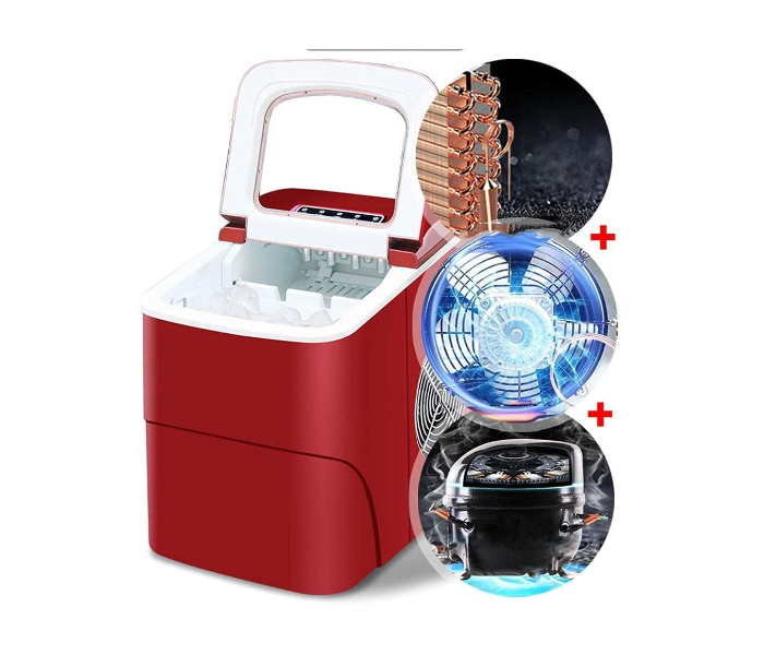 Yameem Automatic Ice Cube And Ice Cream Maker - Maroon and White - Zoom Image 6