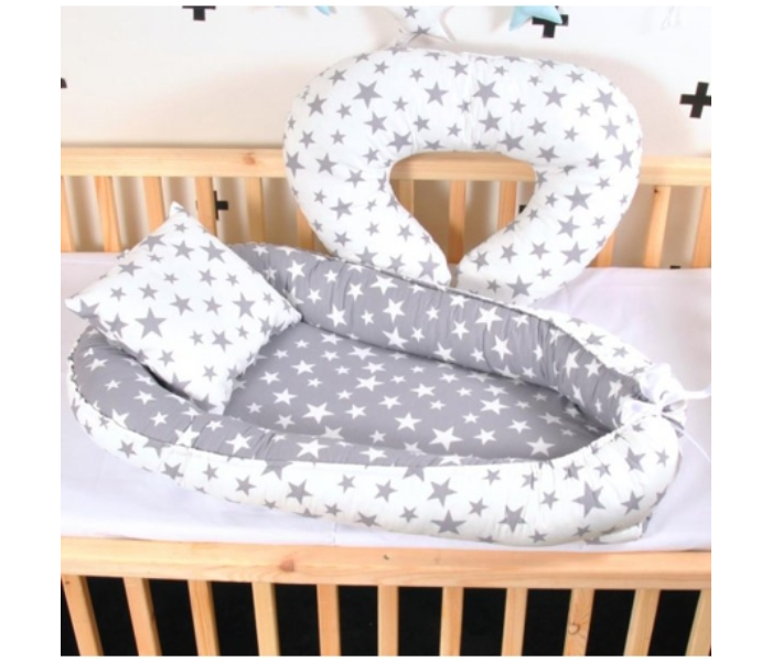 3941 Baby Crib Bed Mom Gift As A Breastfeeding Pillow - White and Grey - Zoom Image 1