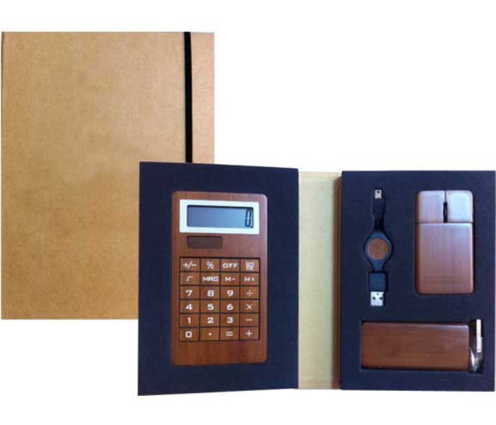 VS006 Bamboo Calculator Set - Brown - Zoom Image