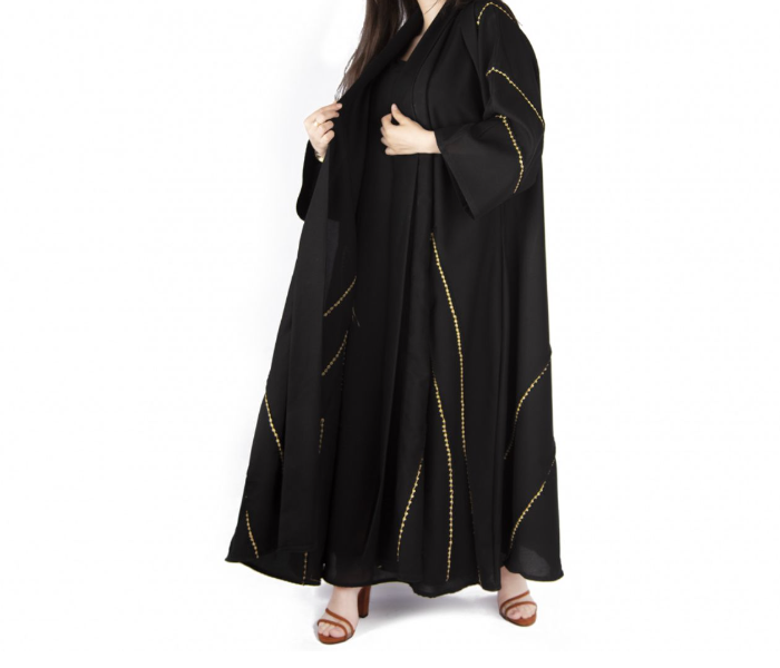 Reem R1096 Luxury Arab 54 Sized Abaya For Women - Black  - Zoom Image 3