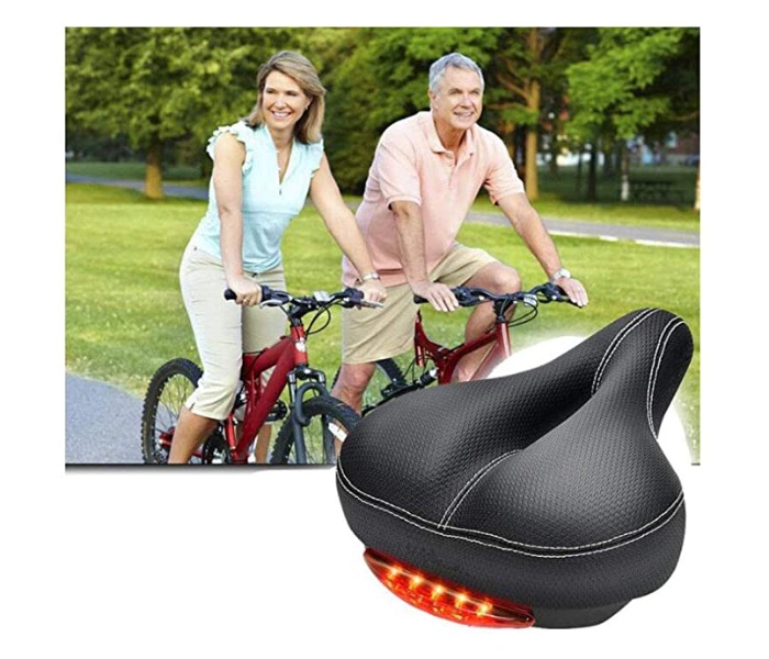 Waterproof Breathable Dual Spring Designed Bicycle Bike Seat with Back LED Light - Black - Zoom Image 5