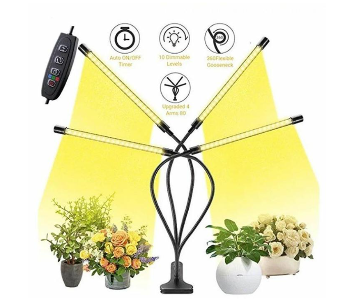 4 Heads Indoor Plant Grow Light  - Black - Zoom Image