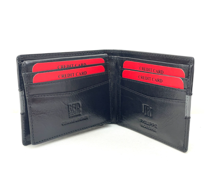 Philippe Morgan PM120 Stylish Leather Wallet - Black - Zoom Image 3