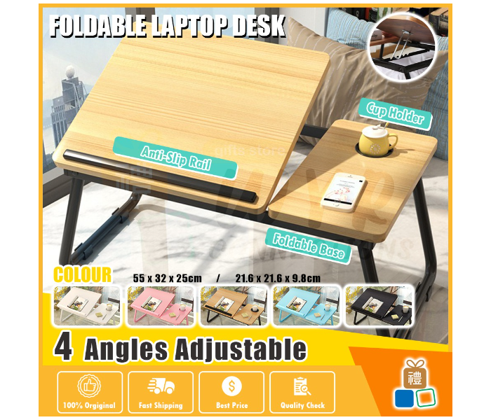 Generic 4 Angles Adjustable Laptop Table Folding Laptop Desk for Bed Portable Computer Notebook Sofa Table for Writing  - Zoom Image 3