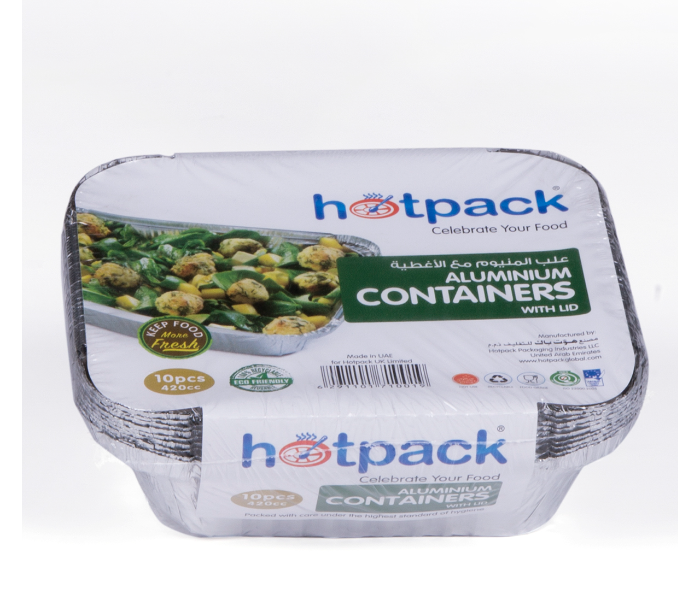 Hotpack HSM8342 10 Pieces 420ml Aluminium Container - Silver - Zoom Image