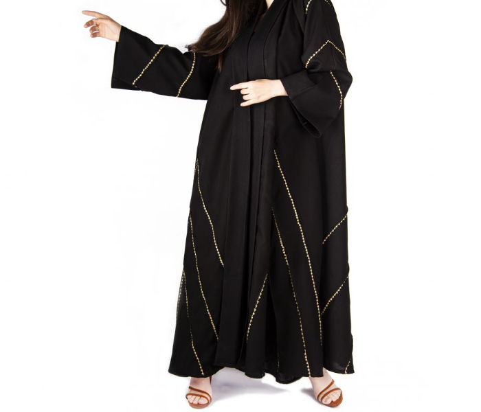 Reem R1096 Luxury Arab 52 Sized Abaya For Women - Black  - Zoom Image 1