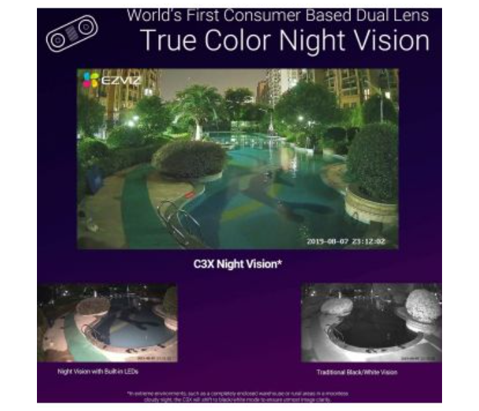 EZVIZ CS-CV310-C0-6B22WFR 2MP Dual-lens Color Night Vision Bullet Camera - Black and White - Zoom Image 4