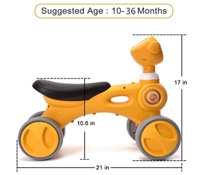 Toddler Walker Bike Toy with Music and Light - Yellow - Zoom Image 3