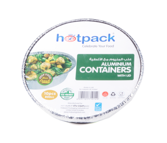 Hotpack HSM5080 10 Pieces 800ml Aluminum Round Container - Silver - Zoom Image 1