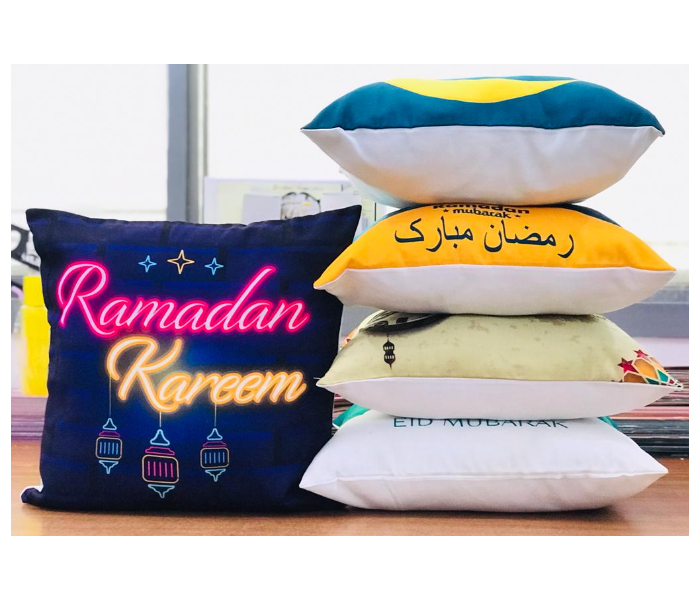 TUD Ramadan Mubarak Printed Pillow Case For Home Decorative Sofa Armchair Bedroom Living Room - Black and Yellow - Zoom Image 2