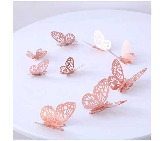 12 Piece 4D Hollow Butterfly Wall Sticker - Gold - Zoom Image 4