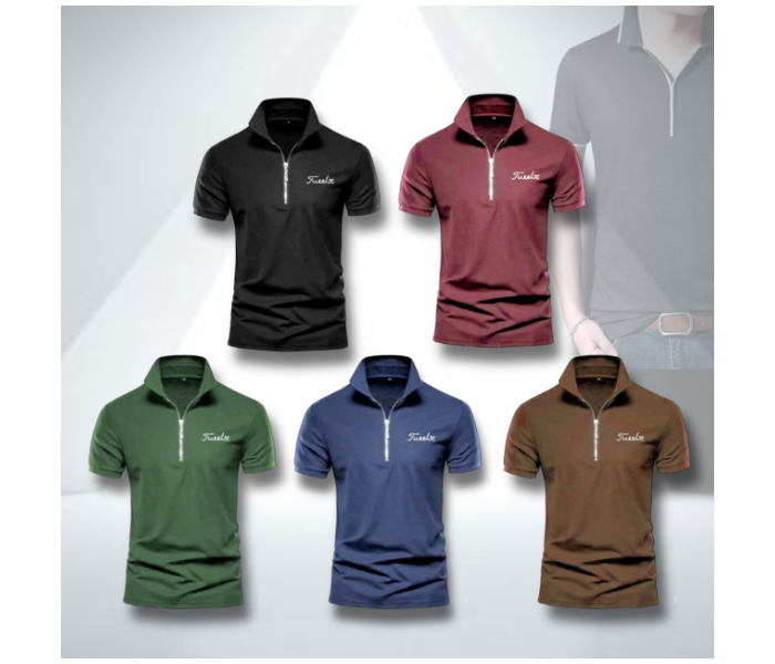 5 Piece Zipper Soft T-shirt For Men - Zoom Image