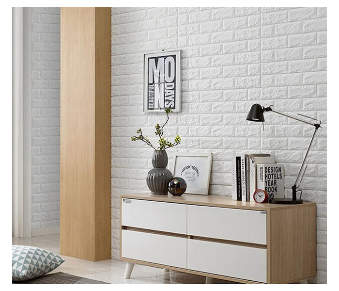 GTC 22000746 10 Pcs Self-Adhesive Waterproof Removable 3D Brick Wall Panels Sticker Wallpaper - White - Zoom Image 2