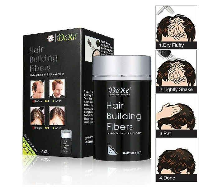 Thick Hair Building Fibers Thinning Hair & Bald Spots For Men and Women - Black - Zoom Image