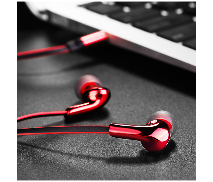 Hoco M30 Glaring Universal Earphones With Microphone 3.5 Aux - Red - Zoom Image 3