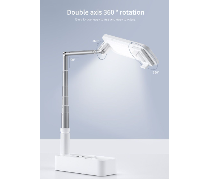 Srtech Extendable Selfie Stand 360° Rotation with Phone Holder Rechargeable Wireless Foldable 7 Brightness LED Light with 1000mah Battery for Videography - White - Zoom Image 13