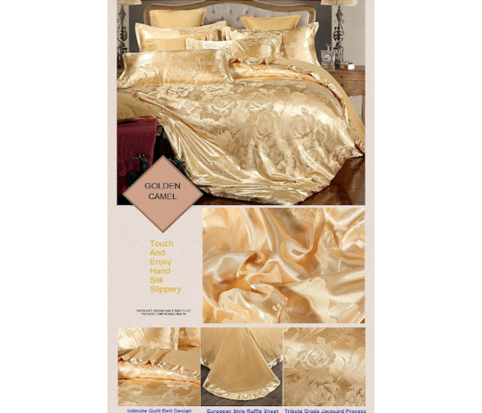 GTC 22000739 European-style Satin Jacquard 4 Piece Bedding Set - Gold - Zoom Image 2