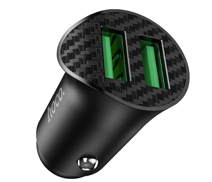 Hoco Z39 Farsighted Dual Port Micro QC3.0 Car Charger Set - Black - Zoom Image 2