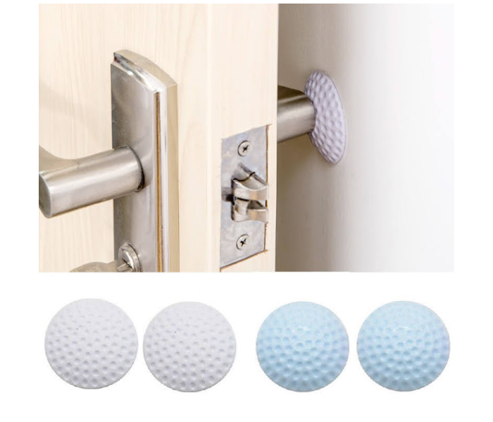 GTC 22000757 2 Pcs Rubber Self Adhesive Wall and Door Handle Protector - Blue - Zoom Image 1