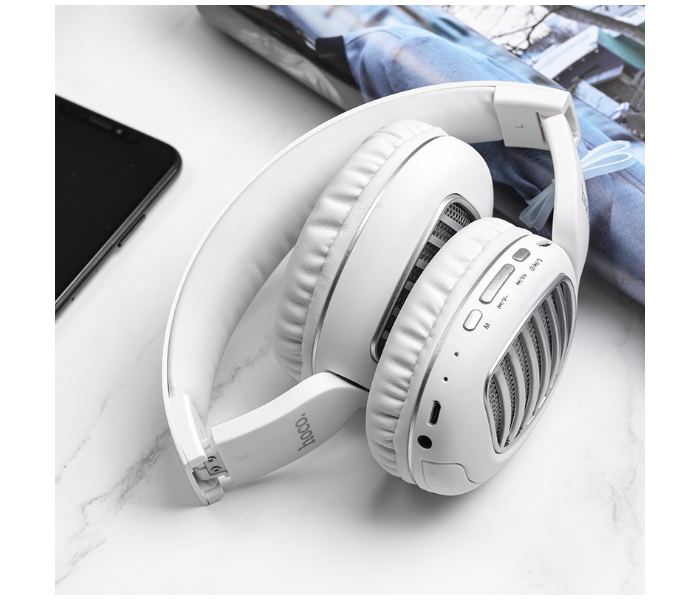 Hoco W23 Brilliant Sound Wireless Headphones - White - Zoom Image 3