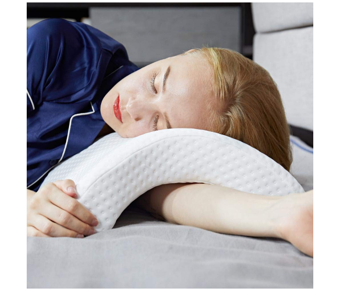 Deep Sleep U-Shaped Curved Memory Foam Sleeping Neck Pillow Arc Pillow - White - Zoom Image 9