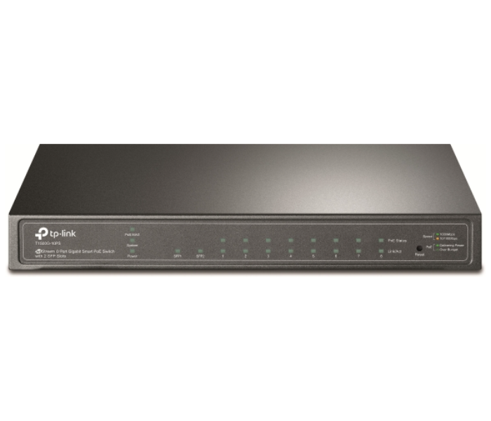 TP-Link T1500G TL-SG2210P JetStream 8-Port Gigabit Smart PoE Switch with 2 SFP Slots - Grey - Zoom Image 1