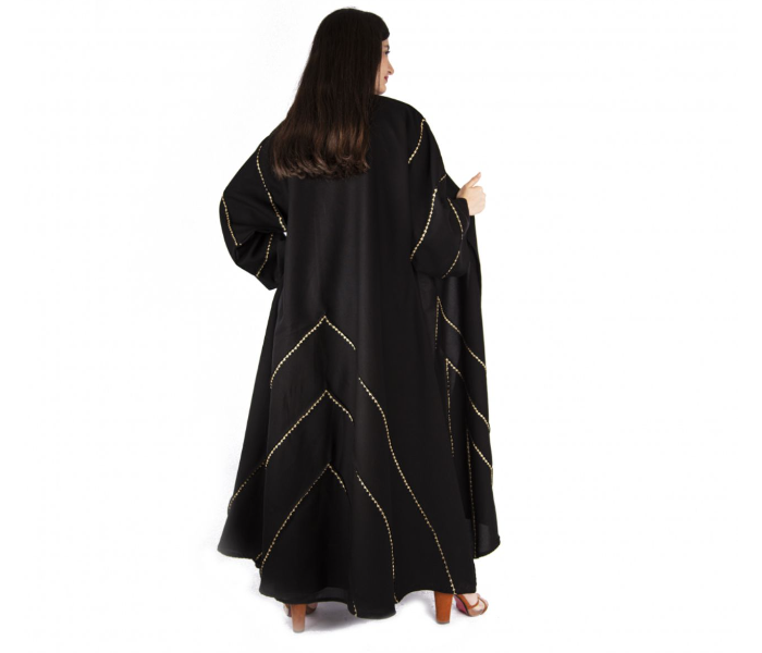 Reem R1096 Luxury Arab 54 Sized Abaya For Women - Black  - Zoom Image 2