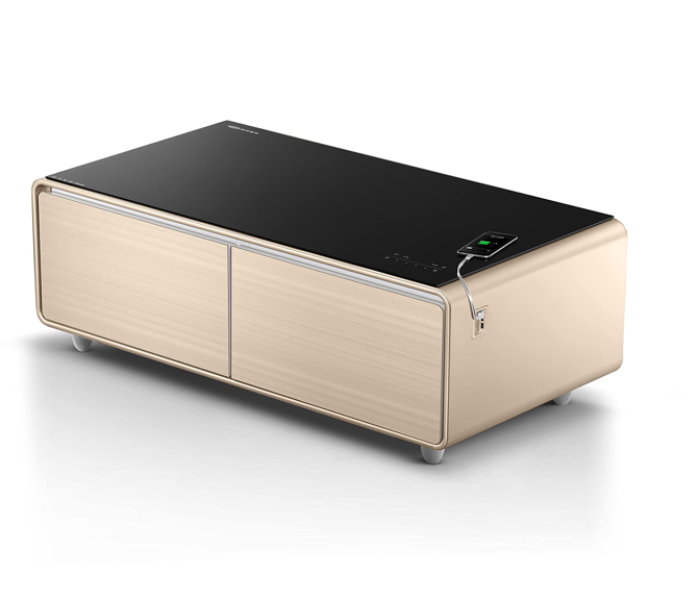 Futuristic Coffee Table & Fridge, Music Player,Bluetooth, AUX and USB Charge - Golden - Zoom Image 7