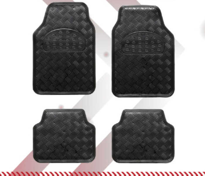 Generic Car Floor Mats 4 Piece Metallic Aluminum Universal Fit - Black - Zoom Image 2