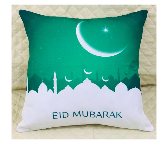 TUD Eid Mubarak Printed Pillow Case For Home Decorative Sofa Armchair Bedroom Living Room - Green and White - Zoom Image 3