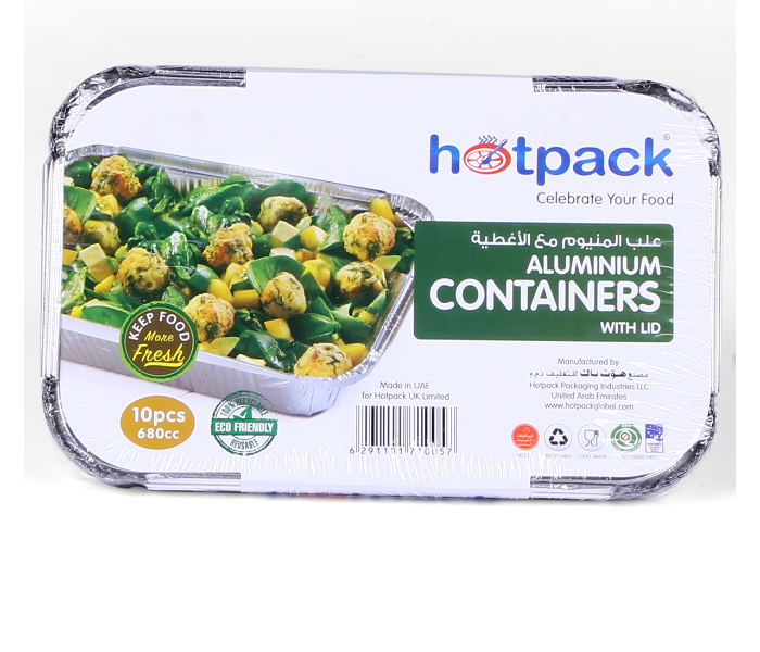 Hotpack HSM8368 10 Pieces 680ml Aluminium Container - Silver - Zoom Image