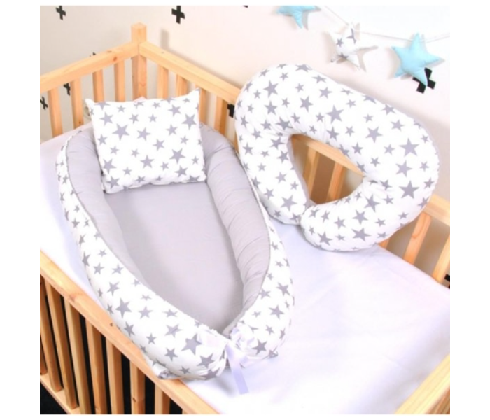 3921 Baby Crib Bed Mom Gift As A Breastfeeding Pillow - White and Grey - Zoom Image 4