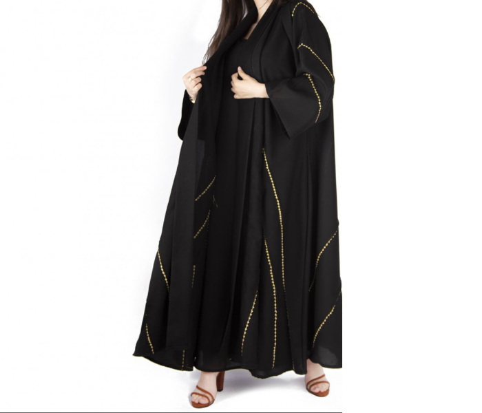 Reem R1096 Luxury Arab 52 Sized Abaya For Women - Black  - Zoom Image 4