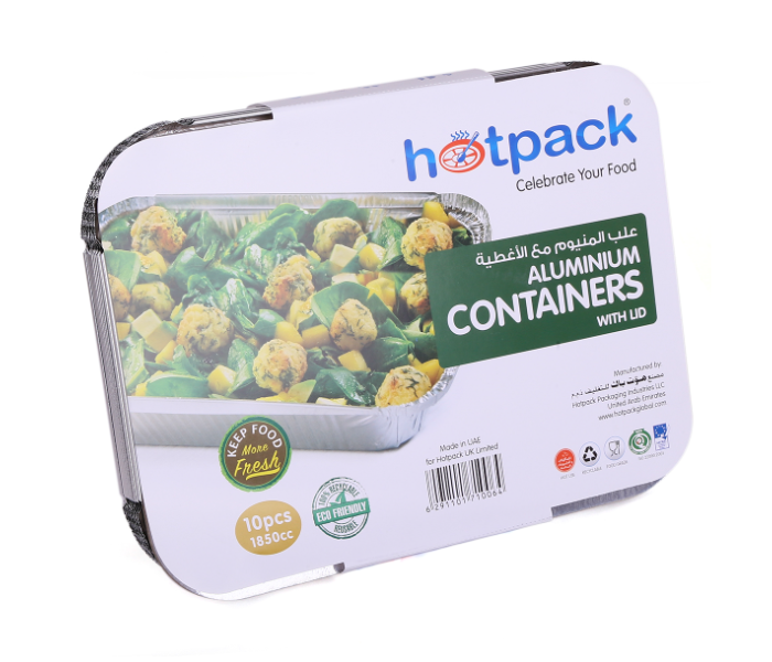 Hotpack HSM83185 10 Pieces 1850ml Aluminium Container - Silver - Zoom Image 1