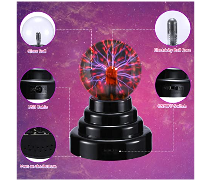 Generic Magic Plasma Ball Touch Sensitive Nebula Sphere Globe - Black A - Zoom Image 4